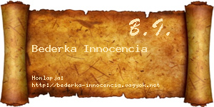 Bederka Innocencia névjegykártya